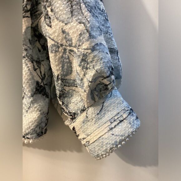 Vita Grace Louisa Floral Detail  Blouse Trim Blouse With Short Set In Light Blue - Picture 6 of 16